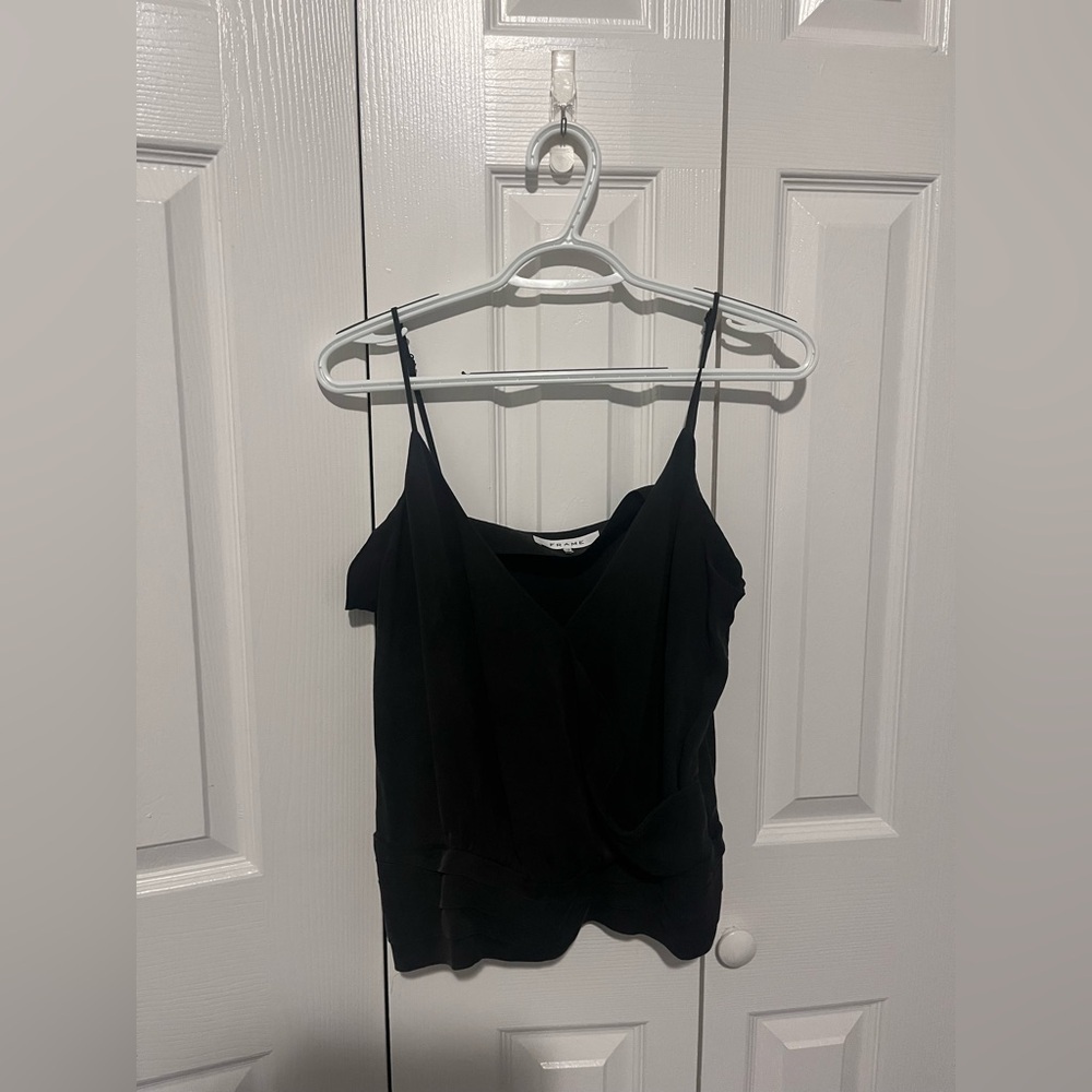FRAME Denim Asymmetrical Tank Black Large